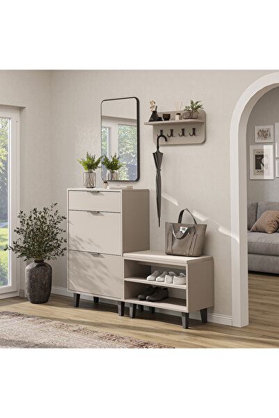 ROOMART Nord Vestiyer Takımı Askılıklı, Ayakkabılık Dolabı, Bench, Modüler, D...
