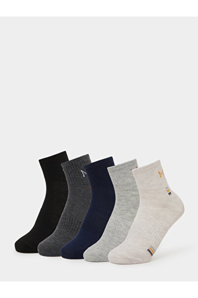Styli Pack of 5 - Printed Detail Ribbed Cuff Ankle Socks