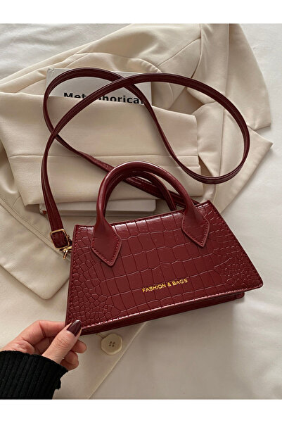 Take Two By Styli Red Croc-Embossed Crossbody Bag