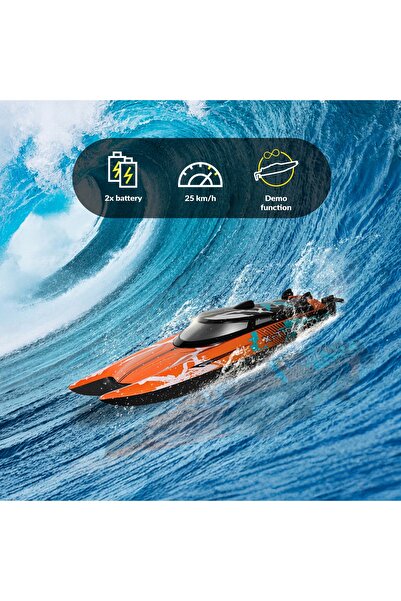 OVERMAX Barcă cu motor, barcă cu telecomandă, RC, 25 km/h, pilotaj de curse