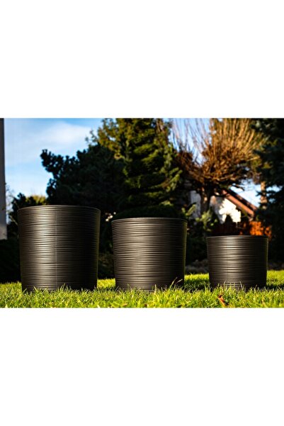 NO BRAND SET 3X Ghivece de grădină/balcon, albe, tip bol, pentru flori, cu in...