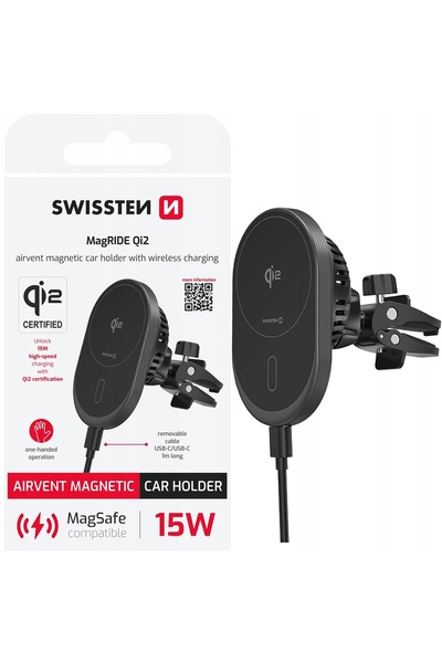 NO BRAND Suport auto pentru telefon Swissten cu încărcare wireless MagRide Qi2