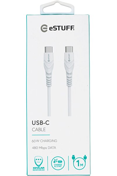 eSTUFF Cablu USB-C la USB-C 1,0m Alb, ES604101