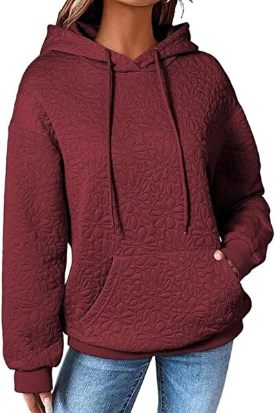 Dotail Hanorac de damă, croială oversized, glugă, imprimeu floral, mărimea S,...