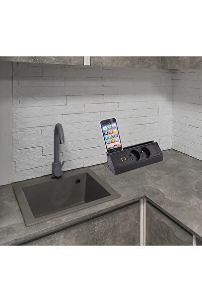 Orno Priză de mobilier sub blat VIRONE FS-13/B 2x2P+Z 2xUSB 1.5m cu mâner