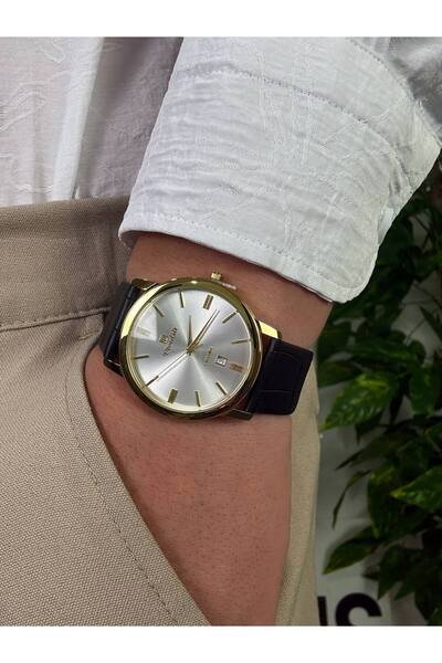 Arvens Vintage Dial Black Men's Wristwatch Stainless Steel Case Leather Band ...