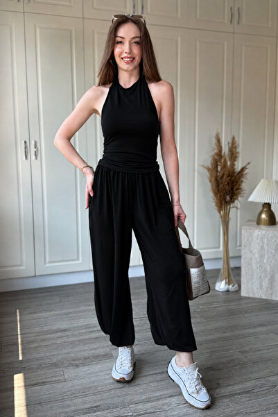 Dilay Gökoğlu Butik Σετ παντελονιού Modal με λεπτομέρεια στην πλάτη και δέσιμ...