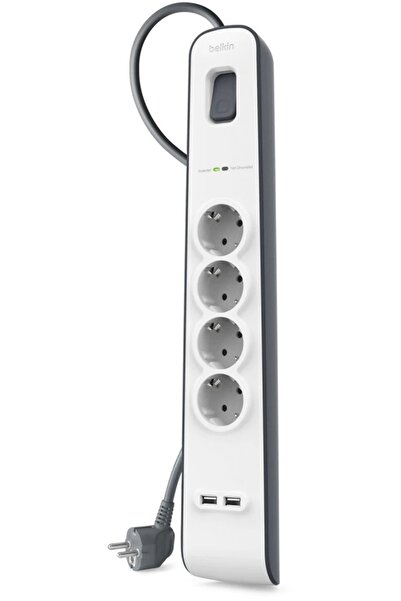 NO BRAND Protector de supratensiune cu filtru RFI, 4 prize, 2xUSB Belkin BSV4...