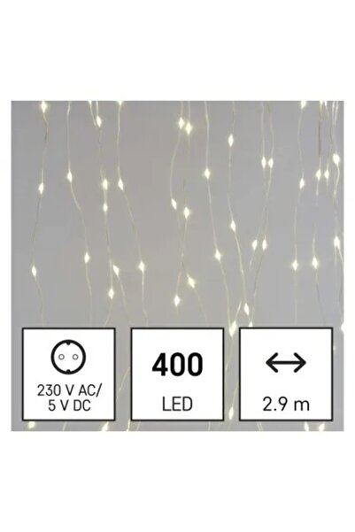 NO BRAND Perdea luminoasă IP44 400 LED 2.9x2m - 8 programe - alb cald D3EW04 EMO