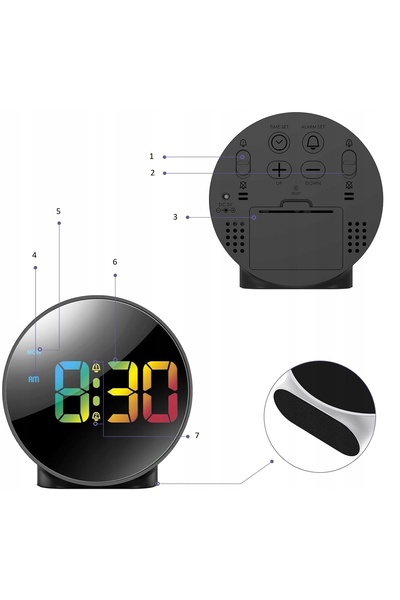 NO BRAND Ceas electronic digital LED HD de masă, cu alarmă dublă 3D