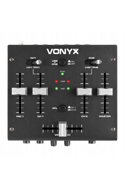 NO BRAND Mixer Vonyx VDJ2USB cu 3 canale DJ cu înregistrare stereo USB