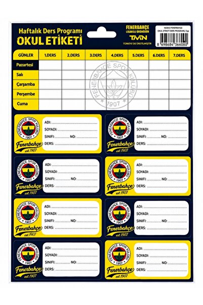 Keskin Etichetă școlară FB cu program de cursuri, 3 pagini, 24 bucăți