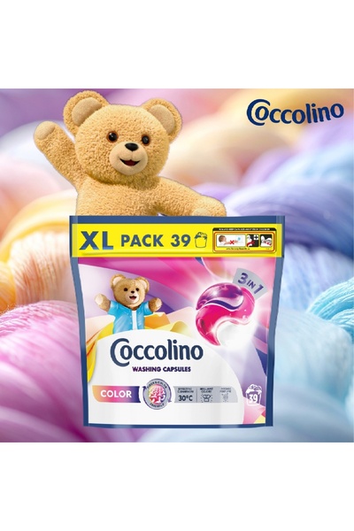 Coccolino XL 3 în 1 Capsule de rufe pentru țesături colorate, 39 de spălări