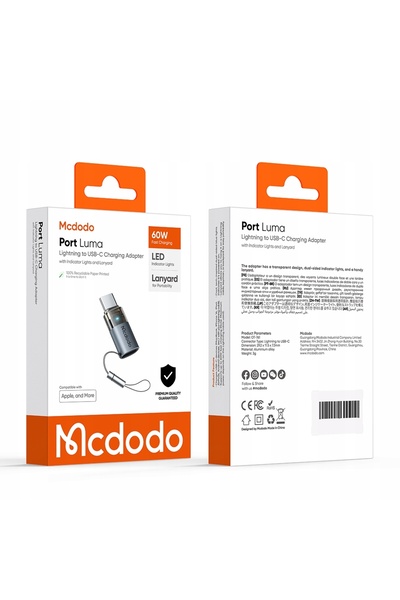 NO BRAND MCDODO ADAPTOR CONVERTOR USB-C USB TIP C LA LIGHTNING IPHONE 17 PRO LED