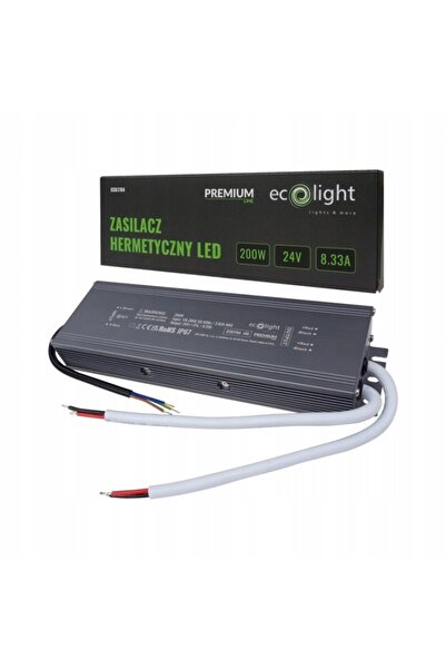ecolight Sursă de alimentare ermetică 200W 24V 8.33A pentru LED, impermeabilă...