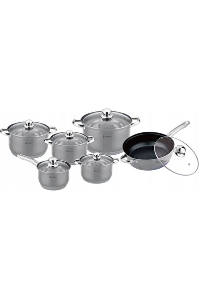 NO BRAND SET DE OALE DIN OȚEL PENTRU INDUCȚIE, SET COMPLET, 12 PIESE. garnki