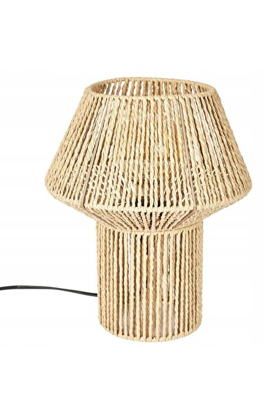 HowHomely Lampa de masă împletită, lampă de noptieră NATURA 33 cm BOHO pentru...