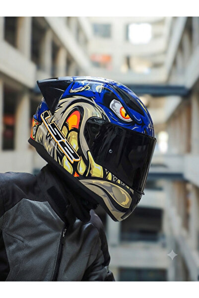 LS2 RAPID 2 RACE MAVİ KASK (siyah vizörlü + Spoıler)