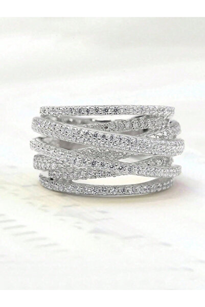 Choice6 8 Silver 925 Sterling Silver Classic Vintage Line Wrap Zircon Ring Fo...