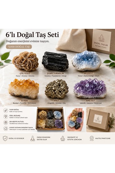 The Magıc of Healıng 6’lı Doğal Taş Biblo Seti – Ametist, Selenit, Sitrin, Çö...