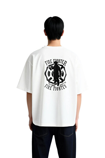 PayBuy Men's Oversize Firefighter Theme Printed T-Shirt Vintage Style Sacrifi...