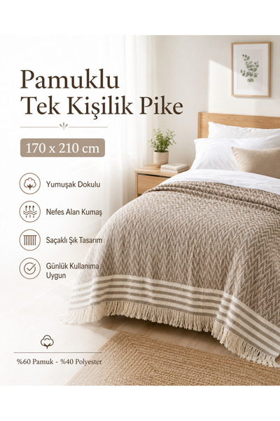 la lune home 170X210 cm Single Pique Bedspread – Lightweight, Stylish, and Su...
