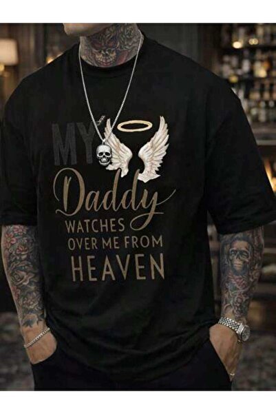 26LIK _Chic] Comfortable Chic Men'S T-Shirt 'My Daddy Watches Over,Men Vacati...