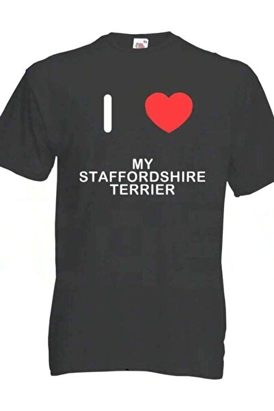 2BIR I Love Heart My Staffordshire Terrier - Quality Cotton Printed T Shirt MTVO