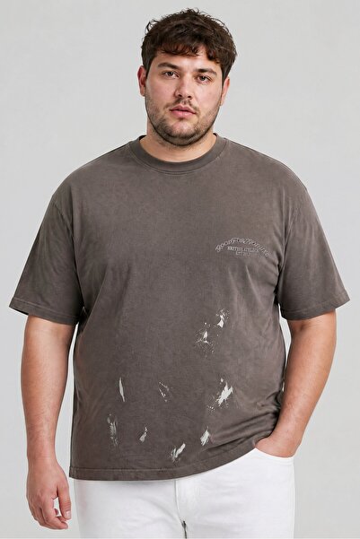Good For Nothing Men Crew Neck Embroidered Logo Short Sleeve T-Shirt, Taupe