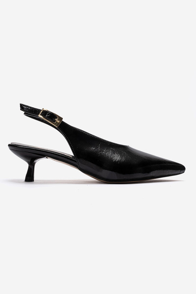 Lizzu Women's Pointed Toe Open Back Mini Heeled Shoes Vodige