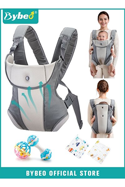 BYBEO Baby Carrier, Baby Wraps Carrier with 2 Bibs and 2 Rattle Toys Set, Erg...