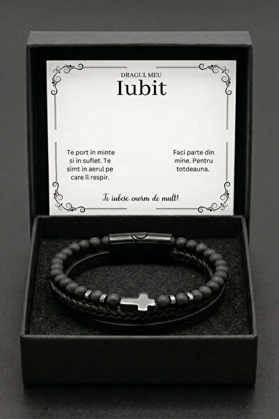 The Jewel Heart Brățară din Piele pentru Bărbați, cu Mesaj Personalizat, Cado...