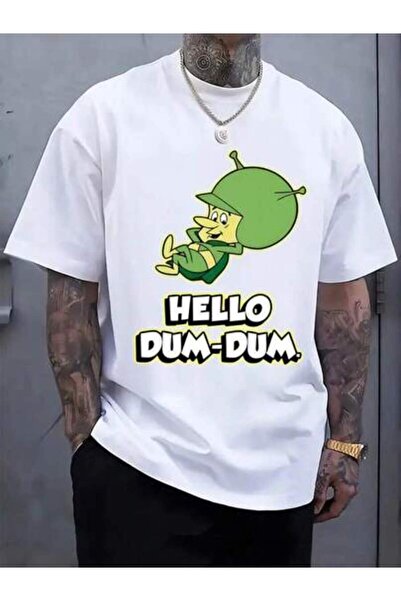 Astogria13 تي شيرت رجالي بطبعة كرتونية "Hello Dum-Dum" - مزيج 95% قطن و5% إيل...