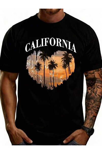 45 BPM Men'S% Graphic-Shirt Breathable Soft Lightweight California Sunset Hea...