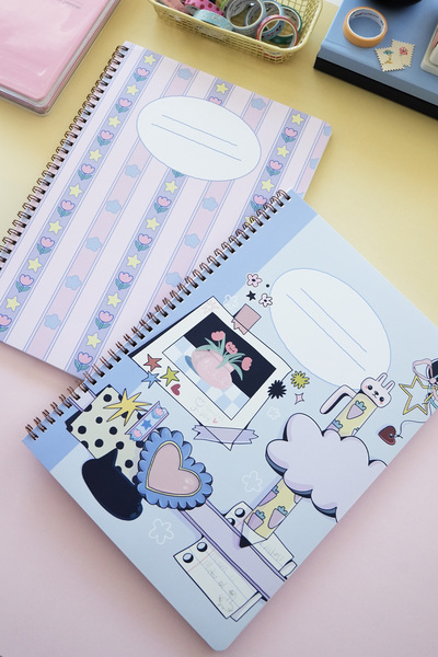 Matt Notebook Youna A4 Spiral School Notebook 80 Sheets Set of 2 – Lined & Sq...