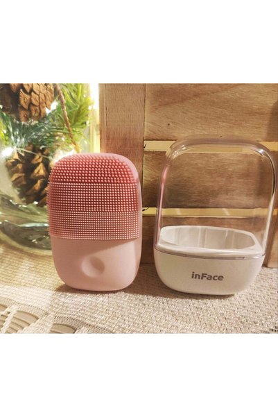 Generic Perie facială sonică din silicon pentru curățare profundă, roz, 10x4cm