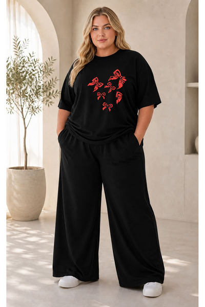 Pink Sky Women's Plus Size Premium Oversize Cotton 2-Piece Tracksuit Set Casu...