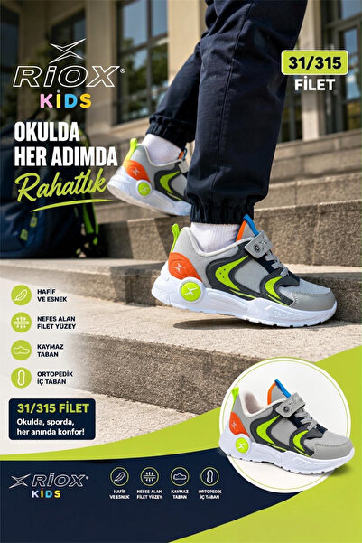 ALTUNTAŞ Boys' Velcro Non-Slip Sole Casual Sports Shoes Sneaker School Shoes