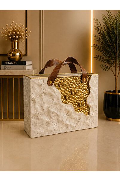 Hinora Luxury Gold Metal Magazine Holder Newspaper Holder Organizer with Leat...