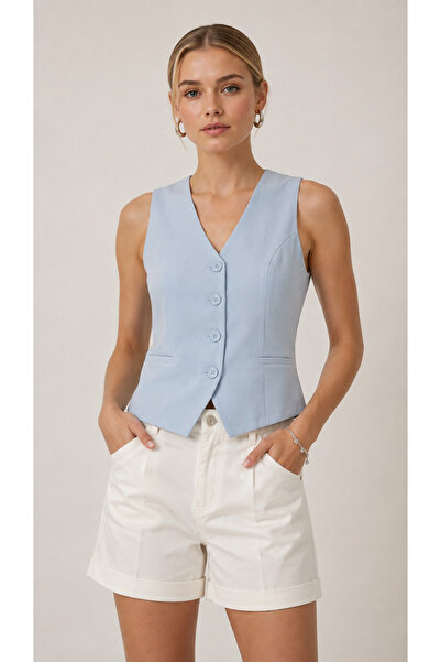 Bella Bloom Boutique Vestă elegantă de damă cu decolteu în V pentru birou și ...