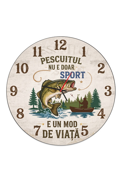 OEM Ceas de perete vintage pentru pasionații de pescuit, Cadou bărbați, 30 x 30