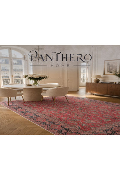 Panthero Home Klasik Çiçek Desenli Kaymaz Taban Süngerli Yıkanabilir Halı