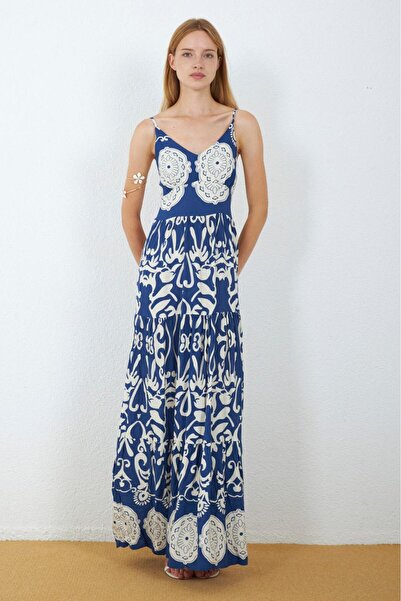 MY GRS Viscose Fabric V-Neck Zero Sleeve Dress