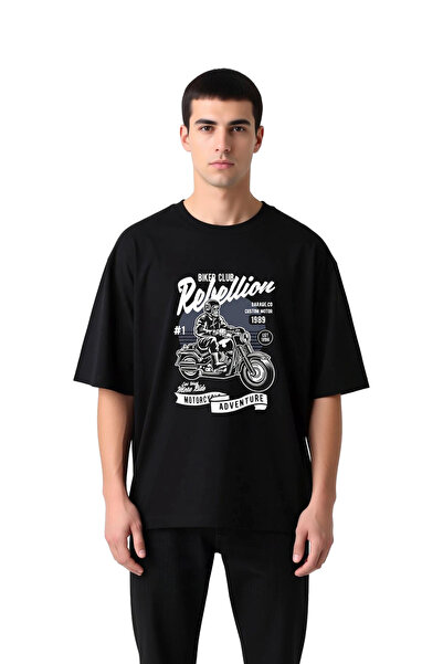 PayBuy Men's Oversize Motorcycle Culture Printed T-Shirt Retro Biker Club Gar...