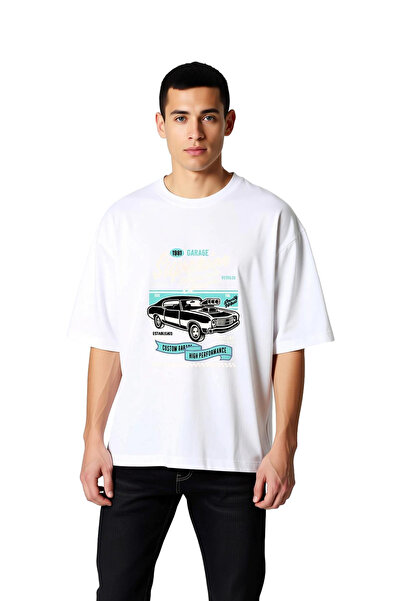 PayBuy Men's Oversize Vintage Garage Classic Car Printed Short Sleeve T-Shirt...