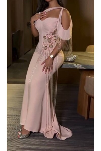 NALA FASHION Royal Pink Luxurious Evening Dress,