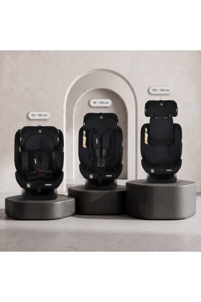 Moni Forza Black Car Seat 0-12 Years, R129, Front+Rear, Adjustable Sleep, HPS...
