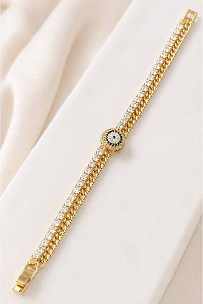 MRK Women's Zircon Stone Stainless Steel Bracelet