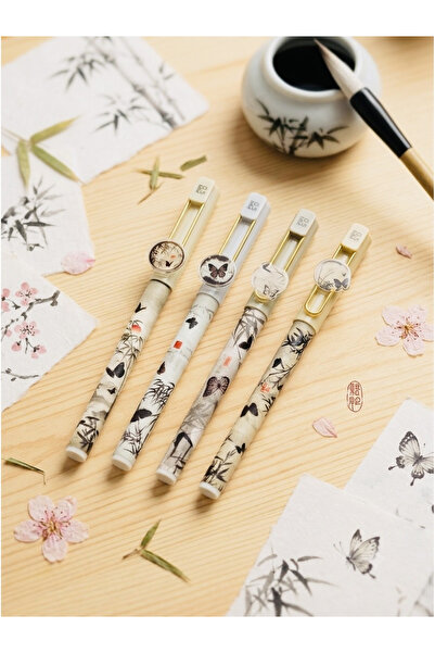 ÖZ OFİS Kawaii Moka 0.5mm Kelebek Charmlı Kapaklı Siyah Mürekkepli Jel Kalem ...
