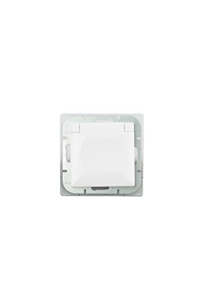 ABEX Priză simplă PEARL P/TZ/U IP44 Alb Clapetă Albă - E+9000200